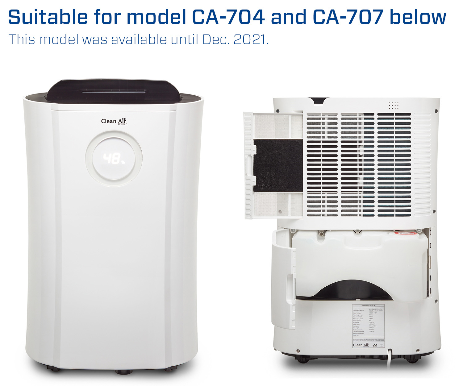 Luchtreiniger, Luchtontvochtiger, Luftreiniger, Luftentfeuchter, Purificateur, des humidificateur,Air Purifier, Dehumidifier, Clean Air Optima, CA-704 Smart